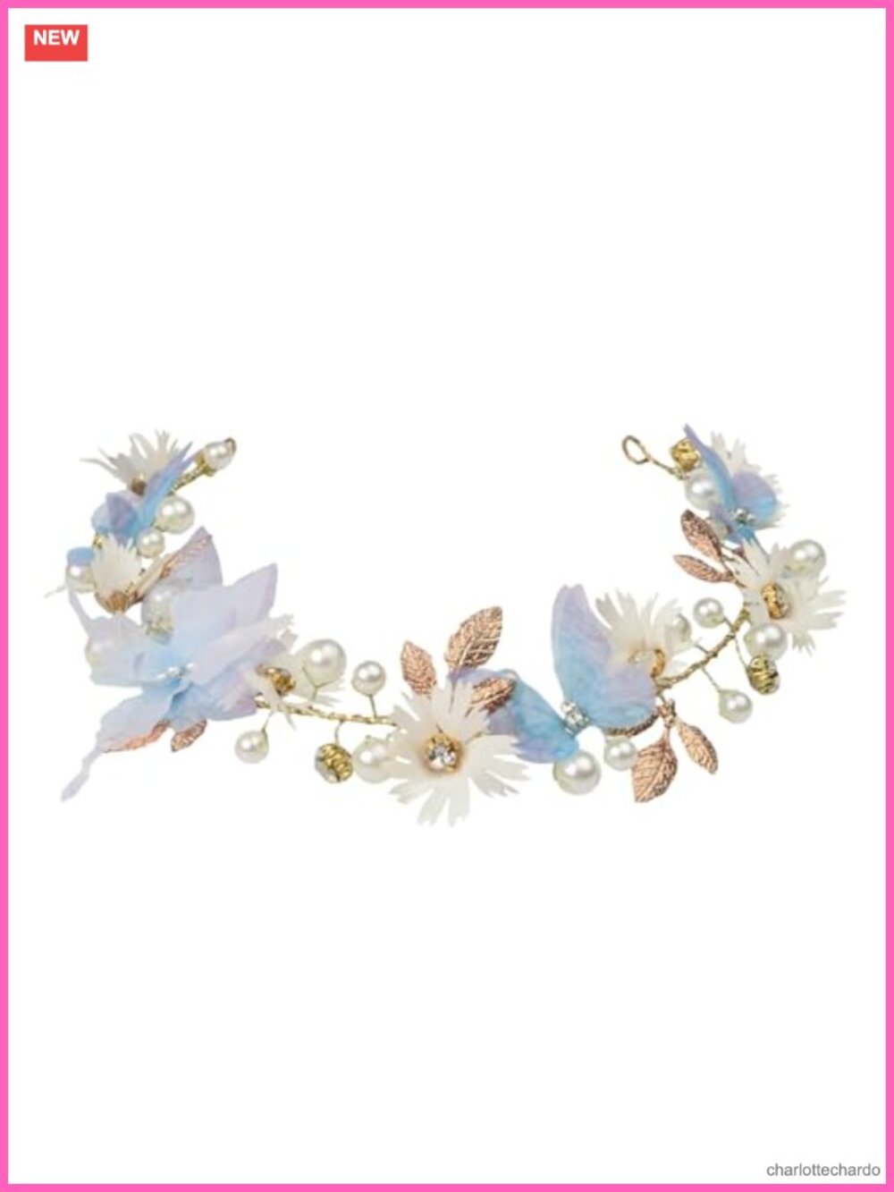 Butterfly Headband with Pearls Rhinestones Tulle Hair Accessory